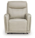 Ashley Furniture Pincara Power AutoGlide Recliner with padded armrests and plush fabric, shown in a head-on view.