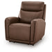Ashley Furniture Pincara Power AutoGlide Recliner in dark leather, showing the closed recliner with plush cushioning and armrests.